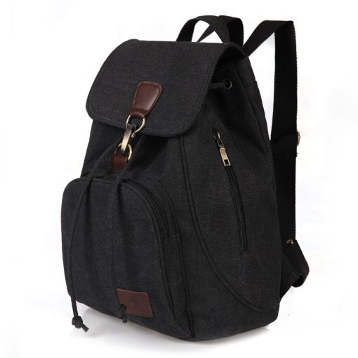variant image0Women Canvas Backpack Female Vintage Pure Cotton Travel Bag Fashion Drawstring Laptop School Bags Shoulder Bag