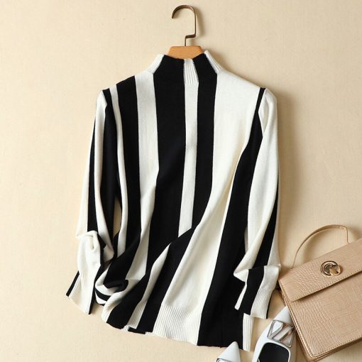 variant image12022 Striped Women Sweaters and Pullovers Knitted Loose Lady Elegant Pulls Outwear Coat Tops
