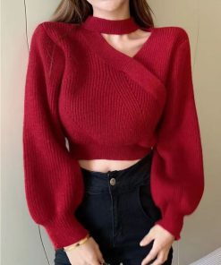 variant image1Bubble Sleeve Sweater Women s 2022 Woman Sweaters Fall Women Sweaters Fashion Sweater Knitted Sweater Sweater