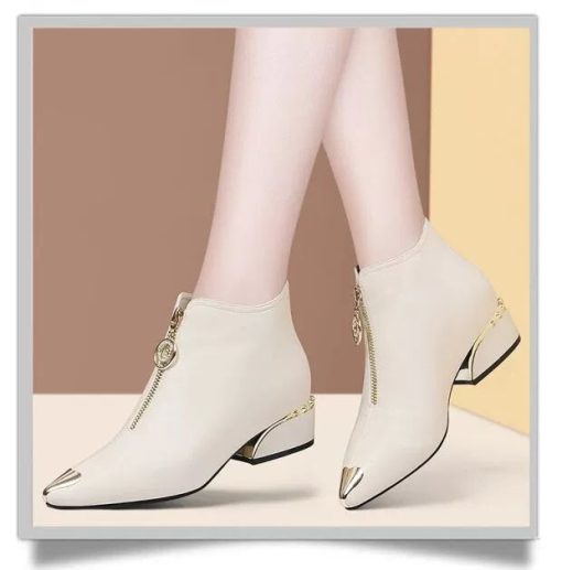 variant image1Top Brand Plus Velvet Short Boots Women Autumn and Winter 4cm High Heels 2021 New Metal