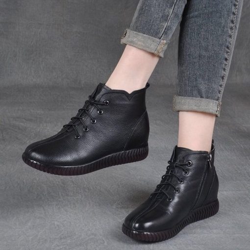 variant image1Winter Women s Boots Plus Velvet Warm Short Boots Soft Soles Bare Feet Casual Thick soled
