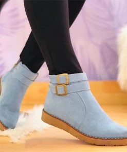 variant image1Woman buckle Flat Heels Spring Metal Rivet Vintage Cowboy Shoes Tassel Boots Women Faux Suede Ankle