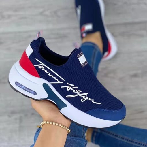 Women Vulcanized Sneakers 2022 Fashion Platform Shoes Ladies Walking Sneakers Ladies Letter Shoes Casual Flats Breathable Wedges