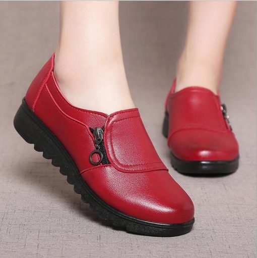 variant image22020 Fashion Soft Leather Round head Women Casual Flats Ladies Side Zipper Flat Oxford Shoes New