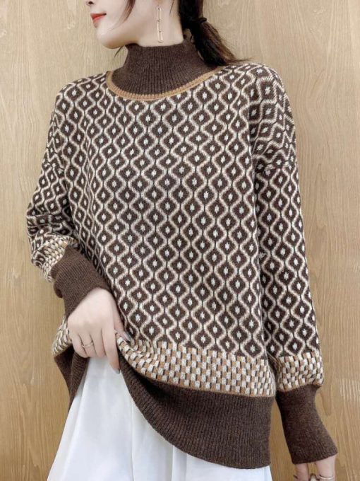 variant image22022 Autumn Winter New Women s Turtleneck Sweater Fashion Warm Pullover Commuter Elegant Top Loose Casual