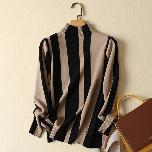 variant image22022 Striped Women Sweaters and Pullovers Knitted Loose Lady Elegant Pulls Outwear Coat Tops