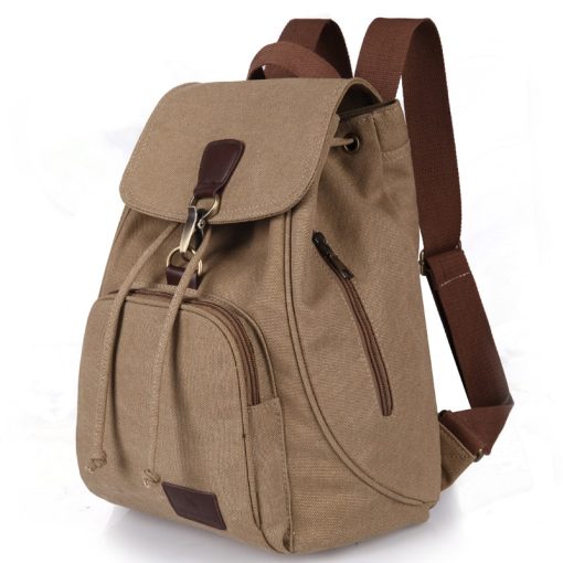 variant image2Women Canvas Backpack Female Vintage Pure Cotton Travel Bag Fashion Drawstring Laptop School Bags Shoulder Bag