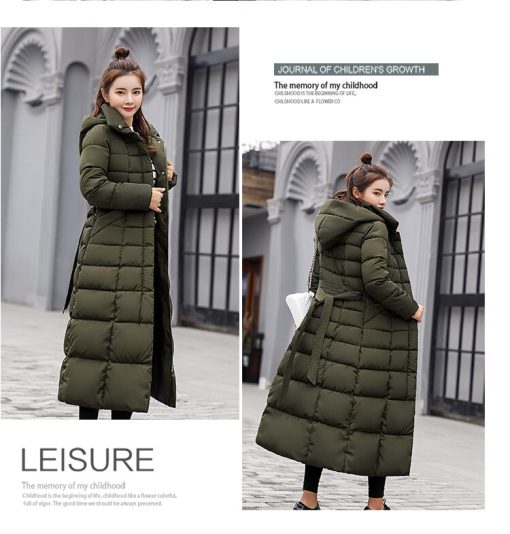 variant image32022 new winter jacket women s warm fashion bow belt fox fur collar coat long dress