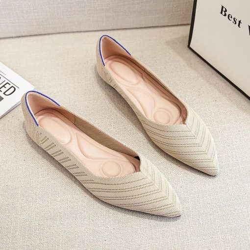 variant image333 43 Size Female Flat Shoes Pointed Casual Knitted Shoes Comfortable Ventilation Fashion Large Size Women