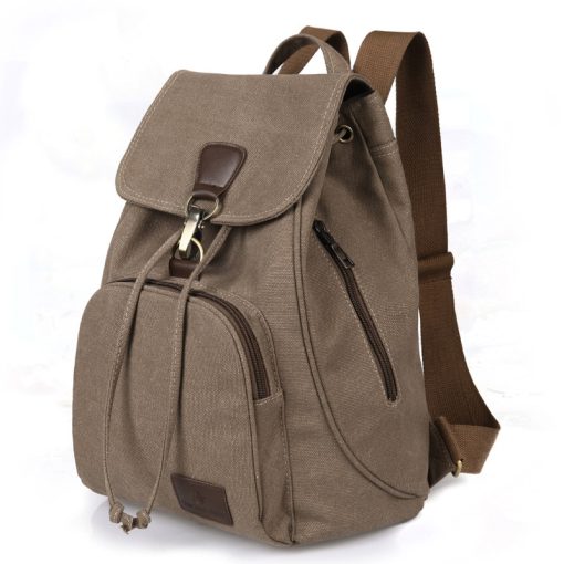 variant image3Women Canvas Backpack Female Vintage Pure Cotton Travel Bag Fashion Drawstring Laptop School Bags Shoulder Bag