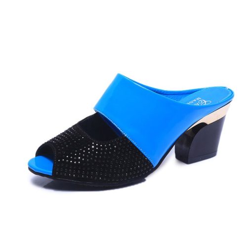 variant image3Women Sandals Square Heel 2022 Summer Shoes Woman Fashion Slides Cut out Open Toe Slip On