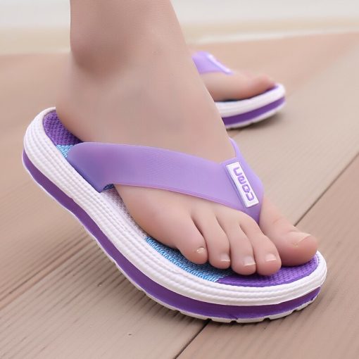 variant image3keke 2021 Summer Slippers Women Casual Massage Durable Flip Flops Beach Sandals Female Wedge Shoes Striped