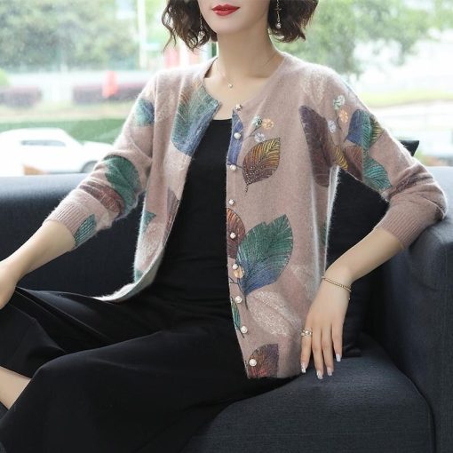 New Knitt Women's Sweater Middle-aged And Elderly Mother Sweater Cardigan Jacket Spring Women's Coat Outerwear Female Tops