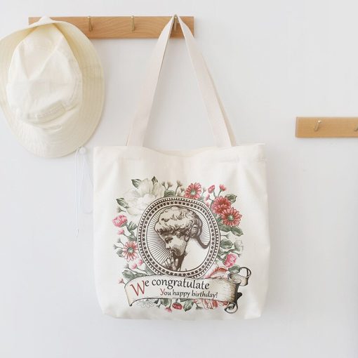 Retro Literary Canvas Women's Shoulder Shopper Bag Fashion Large Cotton Eco Shopping Ladies Handbags Tote Bags for Women