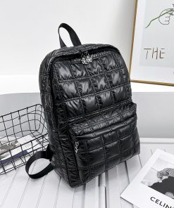 Winter Ultra Light Space Down Women's Backpack Quilted Plaid Female School Backpacks Bags for Women Girls