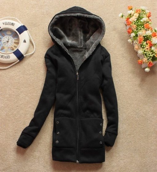 Women's Solid Color Fall Winter Hooded Jackets