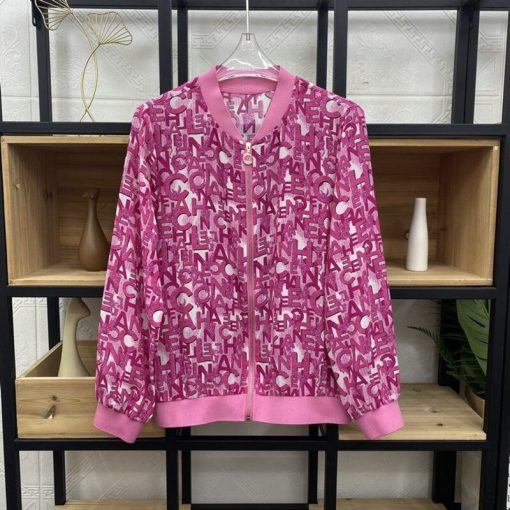 Women's Chiffon Fashion Rose Printed Zipper Jacket Middle-aged Mother Large Baseball Jacket