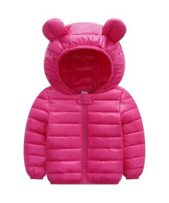 Cute Baby Girls Winter Clothes Kids Light Down Coats with Ear Hoodie Spring Girl Jacket Toddler Children Clothing for Boys Coat