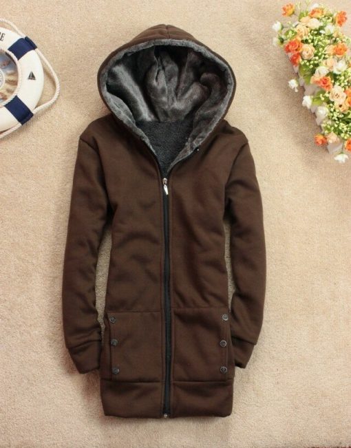 Women's Solid Color Fall Winter Hooded Jackets