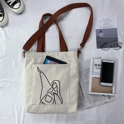 Women's Tote Bags Handbag Ladies Casual Shoulder Bag Female Cross Body Bags 2021 Cotton Cloth Shopper Bag Girl Messenger Bag