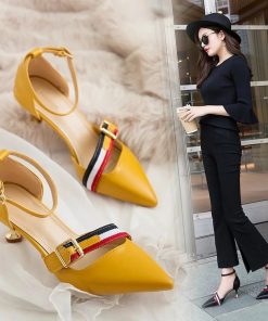 version of the fashion pointed shallow mouth buckle high heels sexy word with sandals fine with professional OL women's shoes