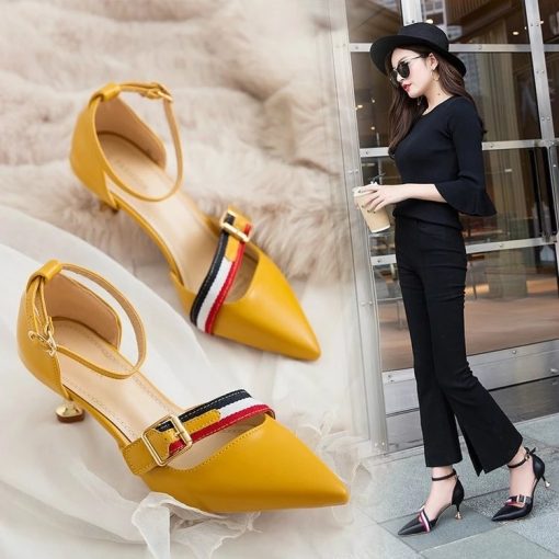 version of the fashion pointed shallow mouth buckle high heels sexy word with sandals fine with professional OL women's shoes