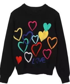 2022 Spring Women Lovely Sweater O Neck Colorful Candy Color Heart Embroidery Knitwear Slim All Match.jpg 640x640