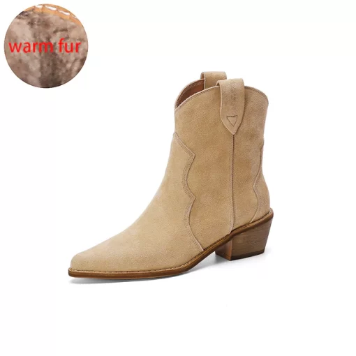 2022 Winter Classic Chelsea Boots for Woman Cow Suede Pointy toe Wedge Heel Ankle Boots Simple.jpg 640x640 1