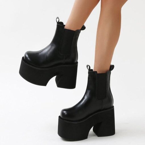2022 Winter Punk Goth Women Ankle Boots Block High Heels Platform Shoes Luxury Fashion Design Brand.jpg 640x640