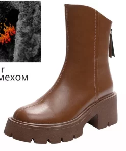 AIYUQI Women Booties Genuine Leather British Style Short Boots Women Retro Back Zipper High Heels Western.jpg 640x640 1