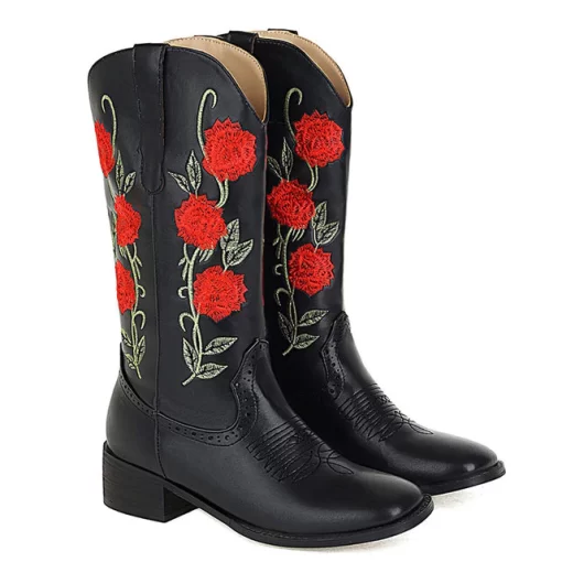 AOSPHIRAYLIAN Vintage Cowboy Western Winter Boots For Women 2022 Sun Flower Embroidery Sewing Floral Women s.jpg 640x640 1
