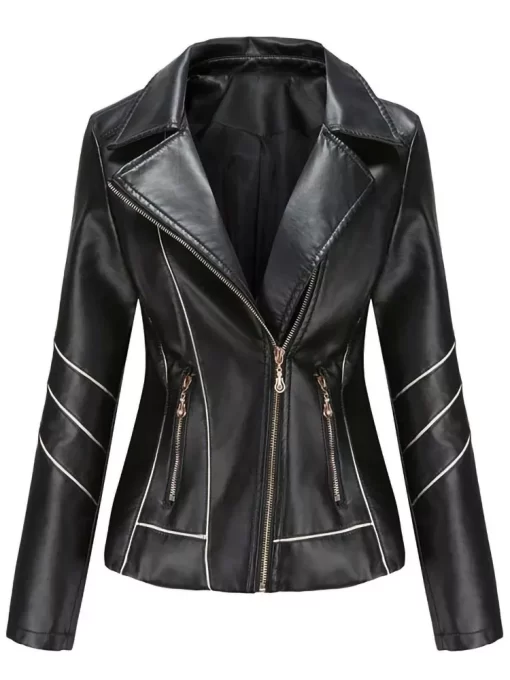 Autumn Winter Black Faux Leather Jackets Women Long Sleeve Plus Size Zipper Basic Coat Turn down.jpg 1