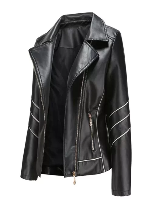 Autumn Winter Black Faux Leather Jackets Women Long Sleeve Plus Size Zipper Basic Coat Turn down.jpg 4