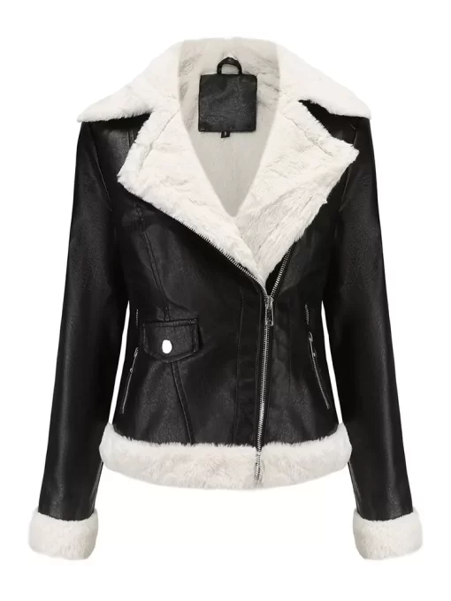 Autumn Winter Leather Coat Women Fashion Turn Down Collar Long Sleeve Fleece Warm Faux Leather Female.jpg 2