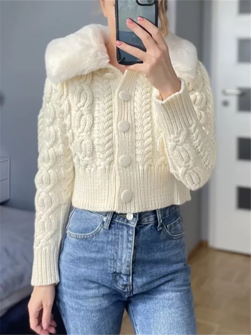 Colorfaith New 2022 Elegant Short Cardigans Fashionable Thicken Retro Knitted Women s Autumn Winter Sweaters Lady.jpg 1