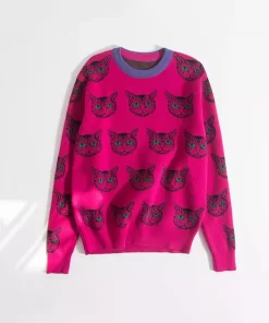 High Quality Runway Designer Cat Print Knitted Sweaters Pullovers Women Autumn Winter Long Sleeve Harajuku Sweet.jpg