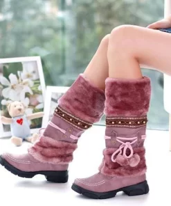 NEW Winter Warm Knee Boots Thick Fur High Heel Boots Women Shoes Fashion Sexy Long Snow Boots 3