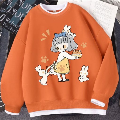 New Fake Two Hoodies Women Spring Autumn Casual Harajuku y2k Anime Kawaii Sweatshirts Long Sleeve Pullover.jpg 640x640 3