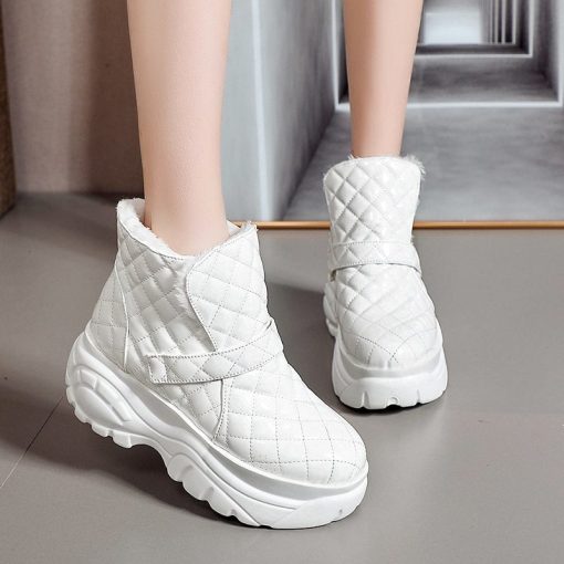 Platform Sneakers Winter Warm Shoes Women Snow Boots 2021 New Female Causal Shoes White Ankle Boots Sneakers 1