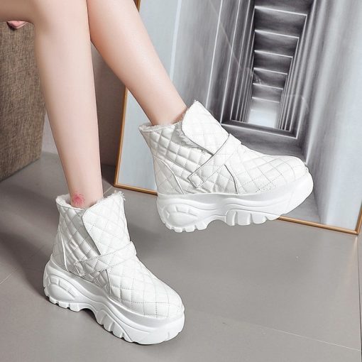 Platform Sneakers Winter Warm Shoes Women Snow Boots 2021 New Female Causal Shoes White Ankle Boots Sneakers 2