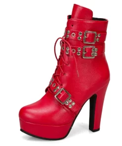 Red Yellow White Women Ankle Boots Platform Lace Up High Heels Short Boot Female Buckle Autumn.jpg 640x640 1