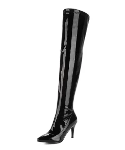 Thigh High Boots Women Red Fashion Patent Leather Over the Knee Boots Sexy Nightclub Dance Ladies Shoes Black White
