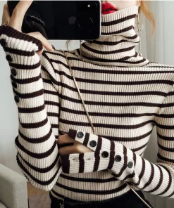 Turtle Neck Women Striped Sweater Autumn Winter New Korean Fashion Slim Pullover Basic Top Soft Knit.jpg 640x640