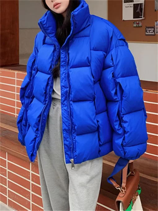 Winter Parkas for Women Autumn 2022 Korean Fashion Oversized Coats Weave Plaid Puffer Jacket Thicken Warm.jpg 1