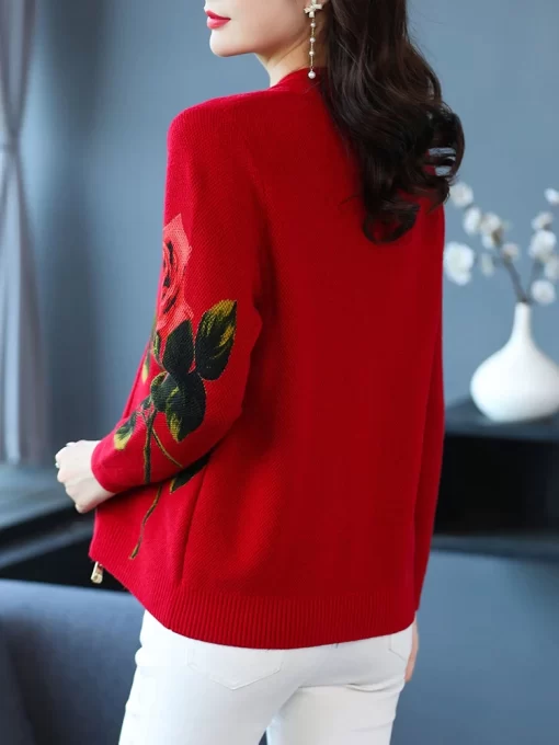 YISU Autumn winter Sweater Cardigan V Neck Coat Women zipper Loose cardigan Long sleeved Fashion printing.jpg Q90.jpg