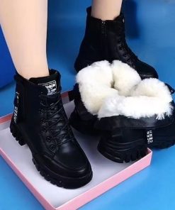 main image02022 Autumn Women Shoes New Winter Plus Velvet All match Thickened Warm Fur Boots Cotton Boots