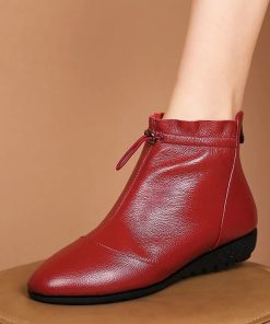 main image02022 New Style Short Tube Red Women s Boots Casual Fashion Boots Autumn Leather Platform Women