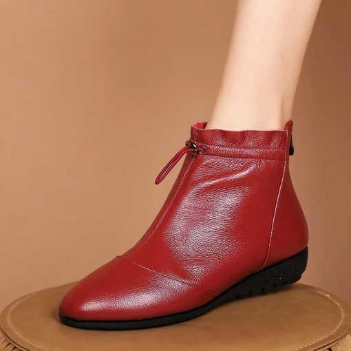 main image02022 New Style Short Tube Red Women s Boots Casual Fashion Boots Autumn Leather Platform Women