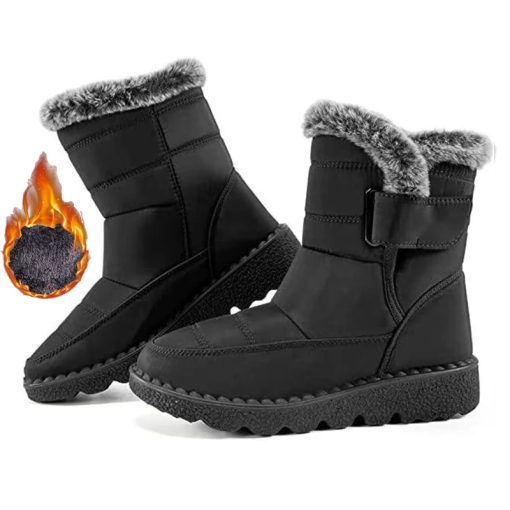 main image02022 New Women Waterproof Snow Boots Winter Warm Rabbit Fur Ankle Boots Female Platform Non Slip