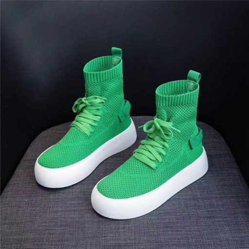 main image02022 Stretch Boots High top Socks Shoes Women Knitted Autumn Hollow Womens Shoes New High top